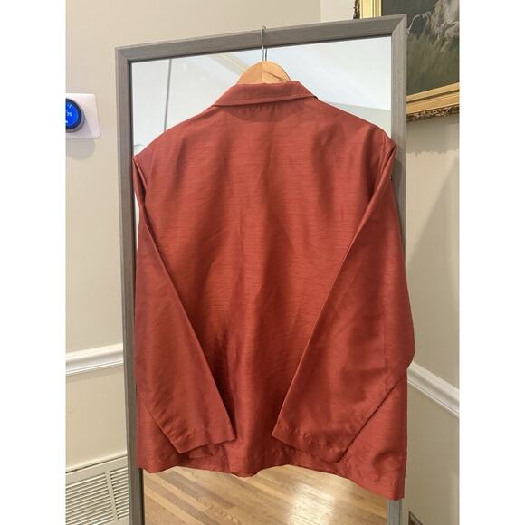 N Touch Metallic Mustard Button Down Blouse Large - Picture 3 of 4